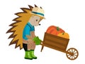 Hedgehog gardener. Vector illustration.